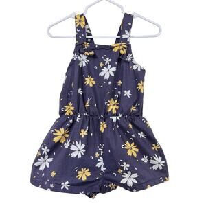 Tommy Bahama Baby Girl Blue Romper with Yellow and White Flowers Size 24 Months
